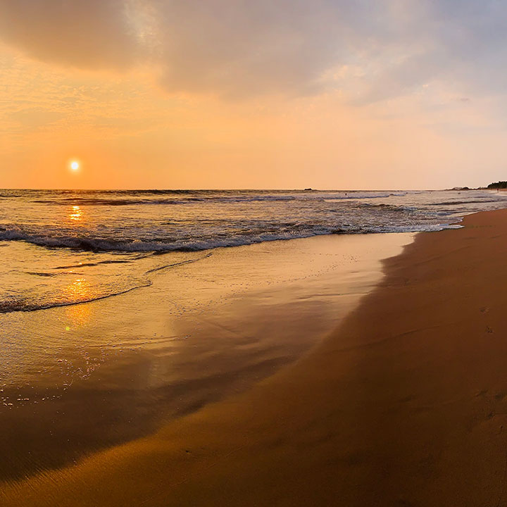 Scenic view of the Bentota beach in the evening