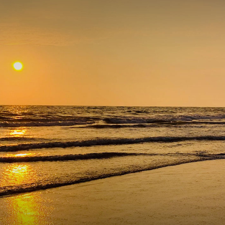 Hikkaduwa beach at sunset 