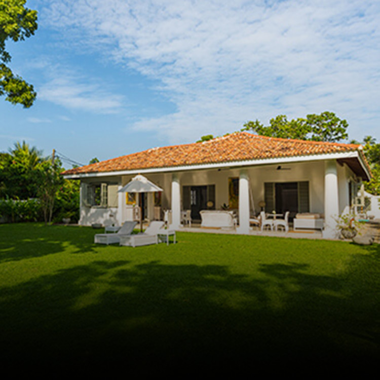 Exterior with garden of a section of a private luxury villa in Tangalle